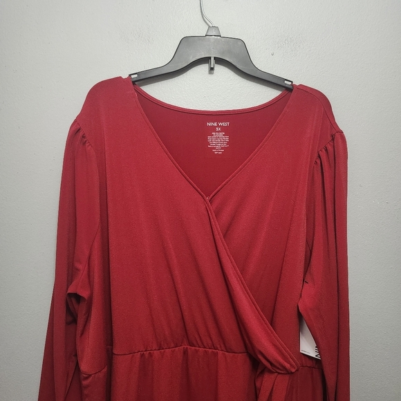 Nine West women's wrap dress size 3X red soft jersey new with tags - Picture 2 of 8